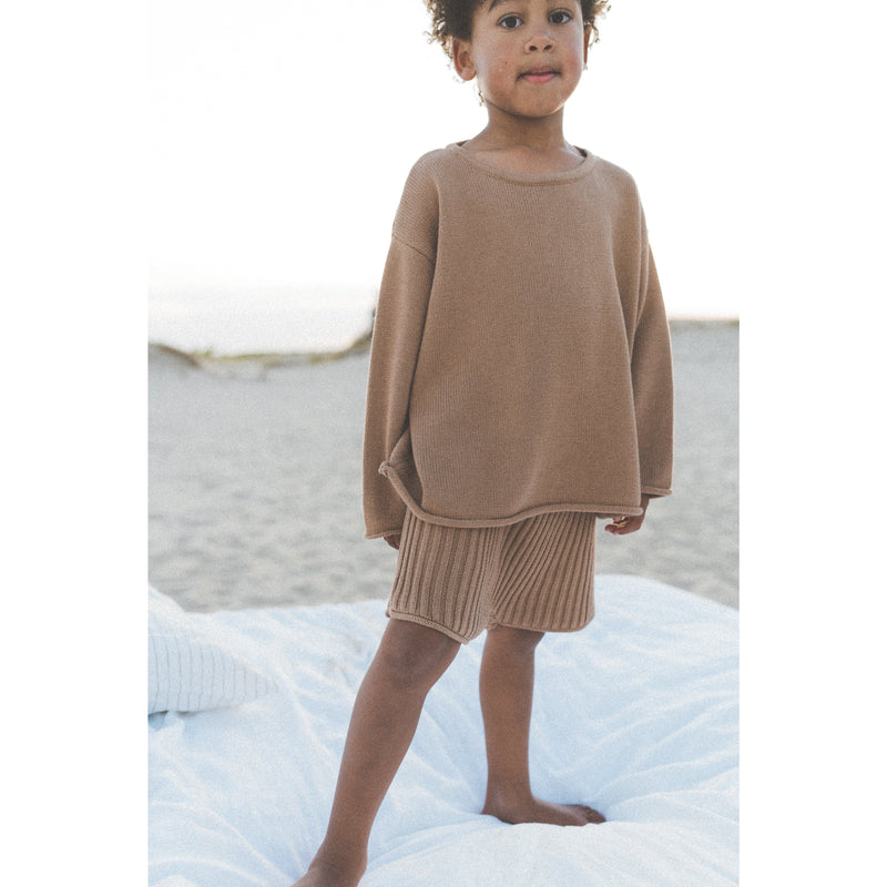 Illoura Chocolate Essential Knit Ribbed Shorts