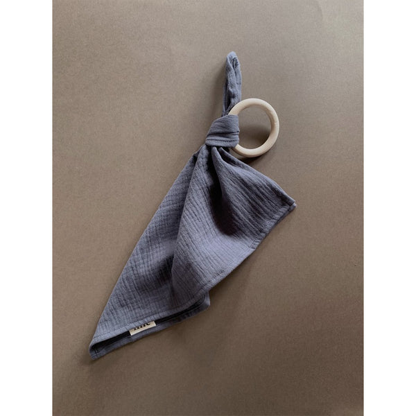 Lille Charcoal Muslin Cloth Wooden Teether