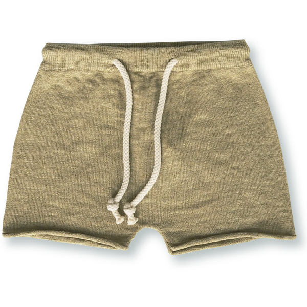 Grown Olive Slub Linen Knit Shorts